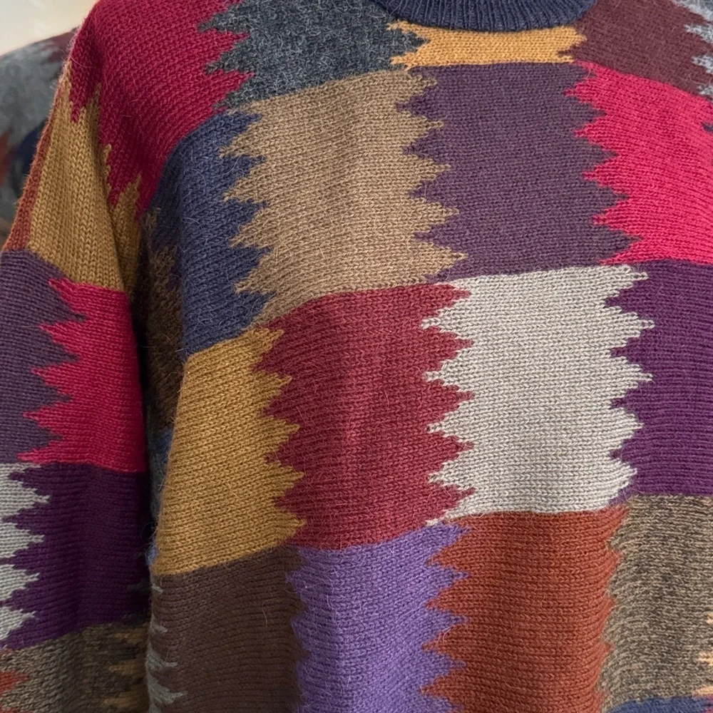 Millima Colorful Geometric Pattern 100% Alpaca Sweater - Picture 2 of 8